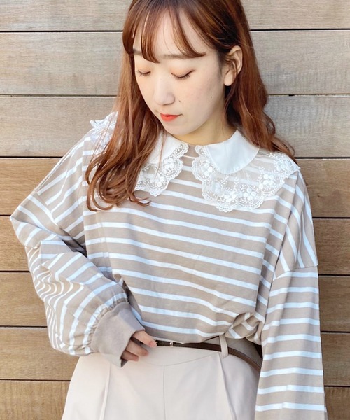 apres jour（アプレジュール）の「袖ボリュームボーダーＴ【ZOZOTOWN限定アイテム】（Tシャツ/カットソー・レディース・ライトブルー/ベージュ/オフホワイト/ピンク・フリー）」の17枚目の写真