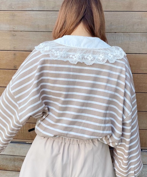 apres jour（アプレジュール）の「袖ボリュームボーダーＴ【ZOZOTOWN限定アイテム】（Tシャツ/カットソー・レディース・ライトブルー/ベージュ/オフホワイト/ピンク・フリー）」の19枚目の写真