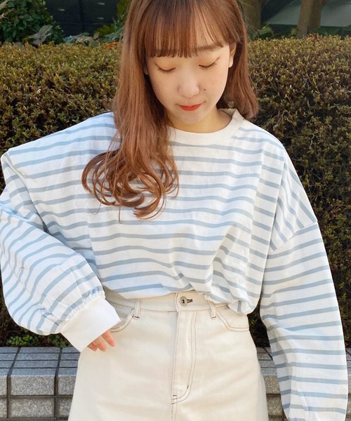 apres jour（アプレジュール）の「袖ボリュームボーダーＴ【ZOZOTOWN限定アイテム】（Tシャツ/カットソー・レディース・ライトブルー/ベージュ/オフホワイト/ピンク・フリー）」の14枚目の写真