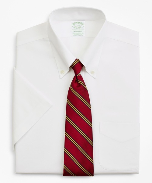 BROOKS BROTHERS(ブルックスブラザーズ)の「ノンアイロン ストレッチコットン ピンポイントオックスフォード ショートスリーブポロカラーシャツ New Milano Fit(ビジネスシャツ・メンズ・ホワイト/ライトブルー・15 /16/14.5/15.5)」の5枚目の写真