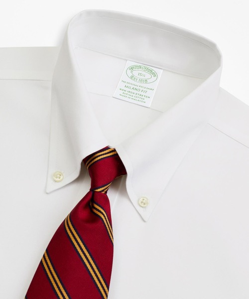 BROOKS BROTHERS(ブルックスブラザーズ)の「ノンアイロン ストレッチコットン ピンポイントオックスフォード ショートスリーブポロカラーシャツ New Milano Fit(ビジネスシャツ・メンズ・ホワイト/ライトブルー・15 /16/14.5/15.5)」の6枚目の写真