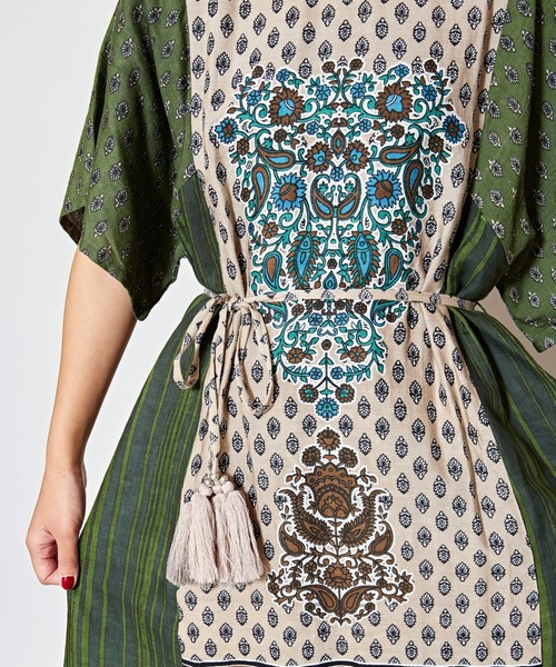 チャイハネ(チャイハネ)の「【チャイハネ】フォークロアパッチワークプリントワンピース(ワンピース・レディース・ブルー/オレンジ/カーキ・FREE)」の10枚目の写真