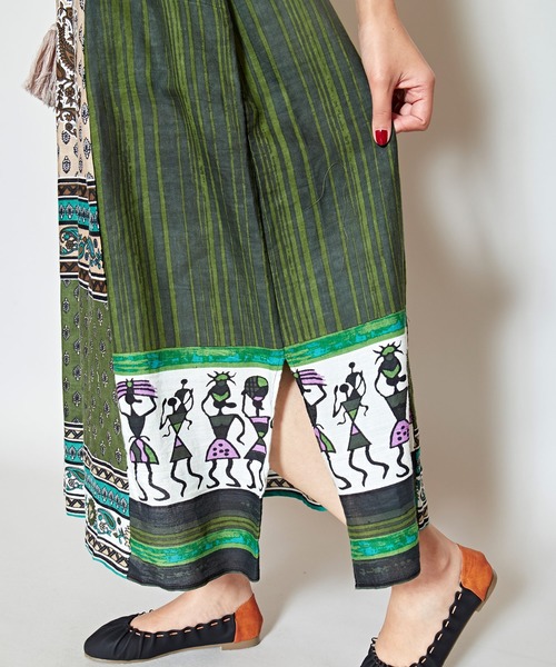 チャイハネ(チャイハネ)の「【チャイハネ】フォークロアパッチワークプリントワンピース(ワンピース・レディース・ブルー/オレンジ/カーキ・FREE)」の12枚目の写真