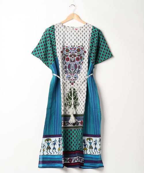 チャイハネ(チャイハネ)の「【チャイハネ】フォークロアパッチワークプリントワンピース(ワンピース・レディース・ブルー/オレンジ/カーキ・FREE)」の14枚目の写真