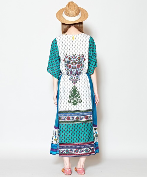 チャイハネ(チャイハネ)の「【チャイハネ】フォークロアパッチワークプリントワンピース(ワンピース・レディース・ブルー/オレンジ/カーキ・FREE)」の17枚目の写真