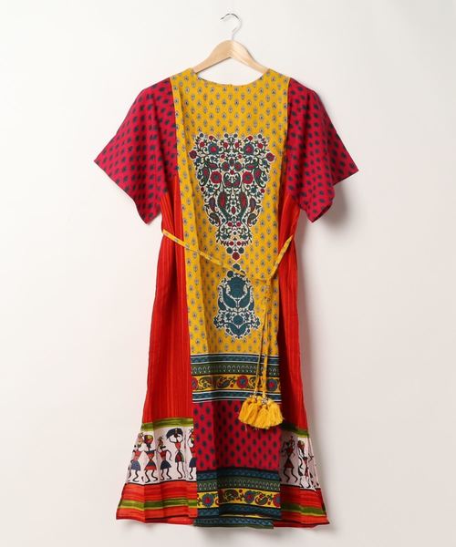 チャイハネ(チャイハネ)の「【チャイハネ】フォークロアパッチワークプリントワンピース(ワンピース・レディース・ブルー/オレンジ/カーキ・FREE)」の19枚目の写真