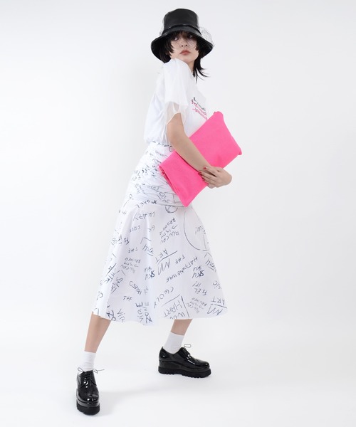 Narcissus(ナルシス)の「【cheap!!by vaNite】メッセージSK(スカート)」|ホワイト