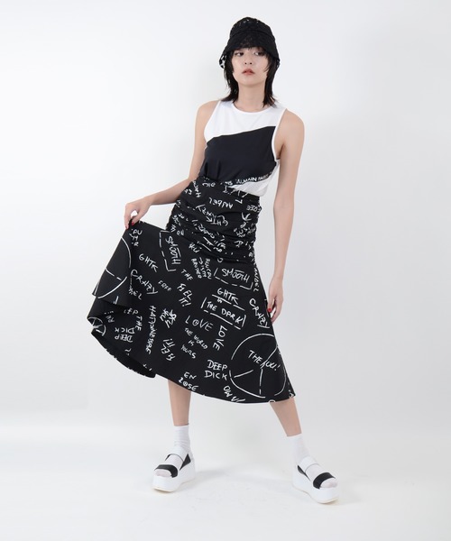 Narcissus(ナルシス)の「【cheap!!by vaNite】メッセージSK(スカート)」|ブラック