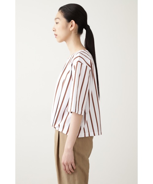 human woman（ヒューマンウーマン）の「◆サイロプレミアム無地ボーダーカットソー（Tシャツ/カットソー・レディース・ライトホワイト/ダークインディゴブルー/グレー系その他・MEDIUM）」の6枚目の写真