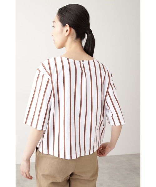 human woman（ヒューマンウーマン）の「◆サイロプレミアム無地ボーダーカットソー（Tシャツ/カットソー・レディース・ライトホワイト/ダークインディゴブルー/グレー系その他・MEDIUM）」の5枚目の写真