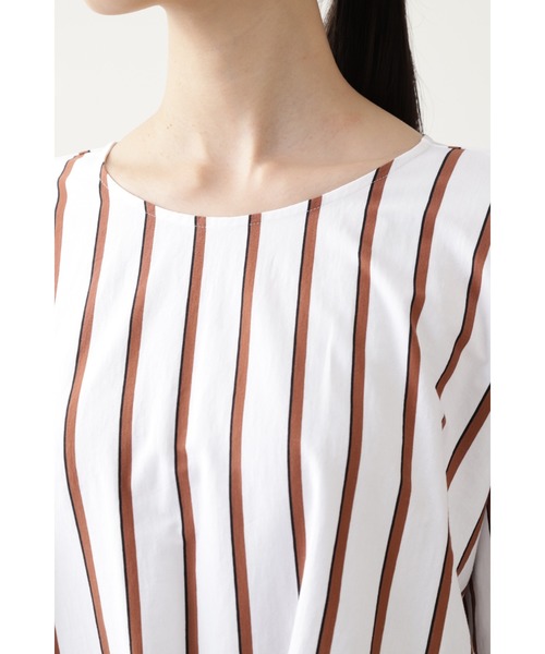 human woman（ヒューマンウーマン）の「◆サイロプレミアム無地ボーダーカットソー（Tシャツ/カットソー・レディース・ライトホワイト/ダークインディゴブルー/グレー系その他・MEDIUM）」の4枚目の写真
