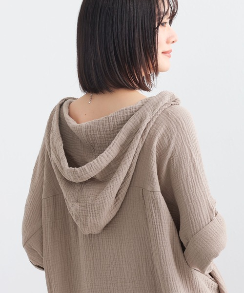 osharewalker(オシャレウォーカー)の「『ダブルガーゼフードワンピース』(ワンピース・レディース・モカ/ネイビー/テラコッタ/グレイッシュブルー/グリーン・FREE)」の18枚目の写真