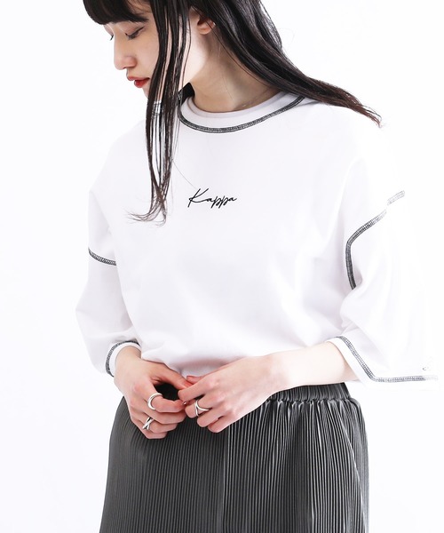 Kappa(カッパ)の「KAPPA 別注 コラボ ワッペン 刺繍 マルチ Tシャツ(Tシャツ/カットソー・メンズ・ホワイト系その他/ブラック系その他/ホワイト系その他2/ホワイト系その他3/ホワイト系その他4/ホワイト系その他5/ブラック系その他2/ブラック系その他3/ブラック系その他4/ブラック系その他5/ベージュ系その他2/ベージュ系その他3/ブルー系その他2/ブルー系その他3/ブルー系その他/ベージュ系その他・SMALL/MEDIUM/LARGE/X-LARGE)」の6枚目の写真