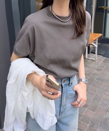 選べるモックネックorクルーネック UVカットコットン100%フレンチTシャツ