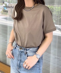 選べるモックネックorクルーネック UVカットコットン100%フレンチTシャツ