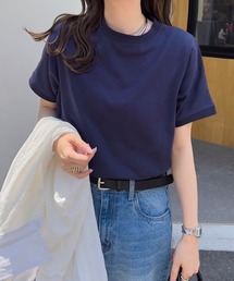 選べるモックネックorクルーネック UVカットコットン100%フレンチTシャツ
