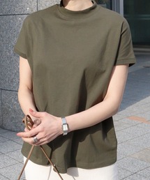 選べるモックネックorクルーネック UVカットコットン100%フレンチTシャツ