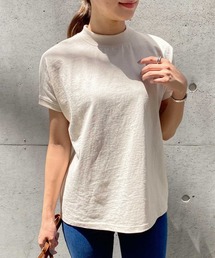 選べるモックネックorクルーネック UVカットコットン100%フレンチTシャツ