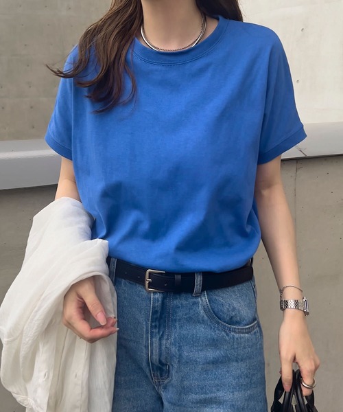 選べるモックネックorクルーネック UVカットコットン100％フレンチT