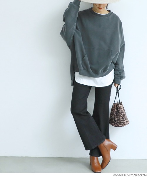 coca（coca）（コカ）の「ショート丈美脚フレアデニム（デニムパンツ・レディース・ブルー/ブラック・LARGE/MEDIUM）」の6枚目の写真