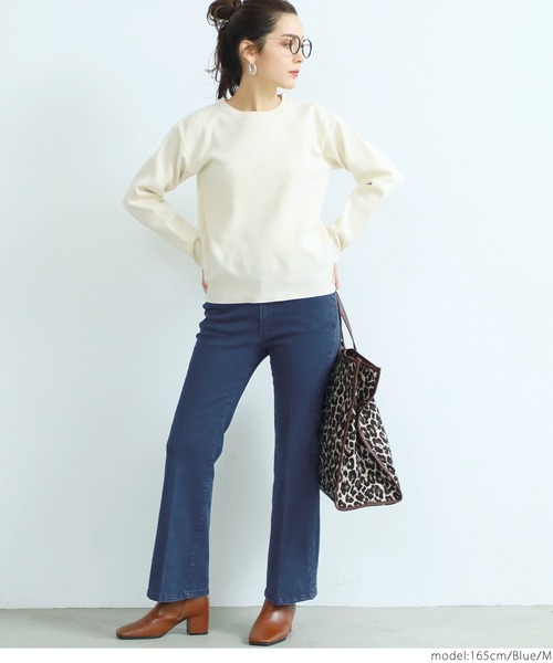 coca（coca）（コカ）の「ショート丈美脚フレアデニム（デニムパンツ・レディース・ブルー/ブラック・LARGE/MEDIUM）」の8枚目の写真