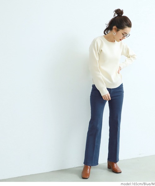 coca（coca）（コカ）の「ショート丈美脚フレアデニム（デニムパンツ・レディース・ブルー/ブラック・LARGE/MEDIUM）」の10枚目の写真