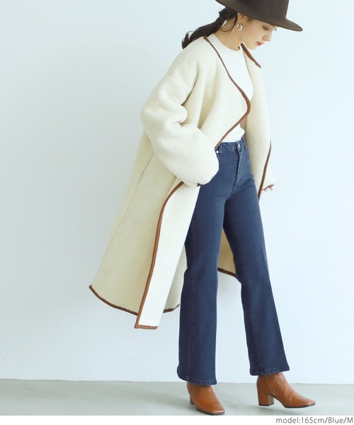 coca（coca）（コカ）の「ショート丈美脚フレアデニム（デニムパンツ・レディース・ブルー/ブラック・LARGE/MEDIUM）」の12枚目の写真