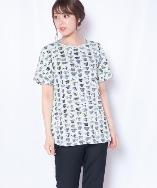 セール ハヴァナイストリップ Haveanicetrip 強撚ストレッチティーカップ柄袖フリルチュニック Tシャツ カットソー Ggd Select ジージーディー セレクト のファッション通販 Zozotown