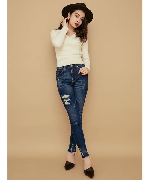 RESEXXY（リゼクシー）の「カシュクールニットトップス（ニット/セーター・レディース・ブラック/ベージュ/オフホワイト・FREE）」の11枚目の写真