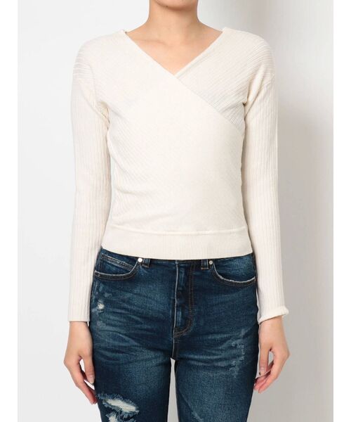 RESEXXY（リゼクシー）の「カシュクールニットトップス（ニット/セーター・レディース・ブラック/ベージュ/オフホワイト・FREE）」の7枚目の写真