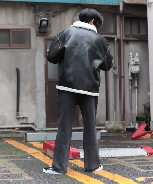 CREARE -LINO-(クレアーレリノ)の「ビッグシルエット ボアレザーブルゾン(ブルゾン・メンズ・ブラック・FREE)」の8枚目の写真