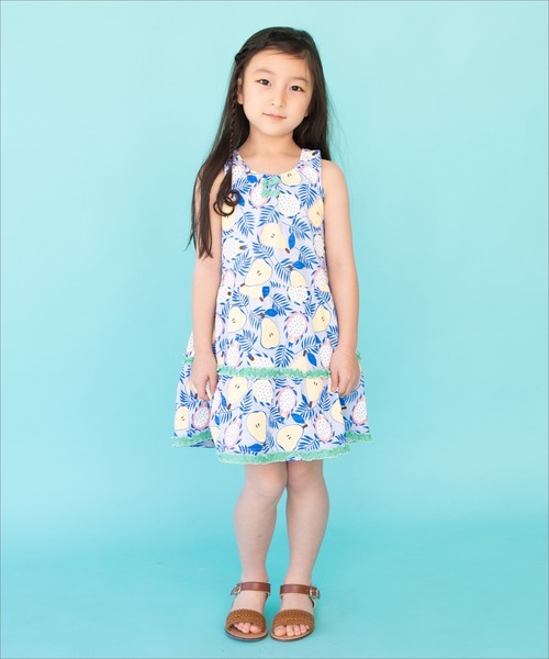 RAGMART（ラグマート）の「総柄プリントワンピース フルーツ柄（ワンピース・キッズ・オフホワイト/サックスブルー・90cm/80ｃｍ/95cm）」の9枚目の写真