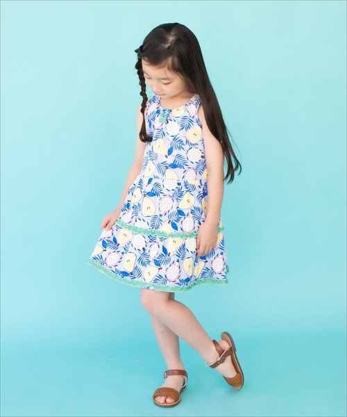 RAGMART（ラグマート）の「総柄プリントワンピース フルーツ柄（ワンピース・キッズ・オフホワイト/サックスブルー・90cm/80ｃｍ/95cm）」の7枚目の写真