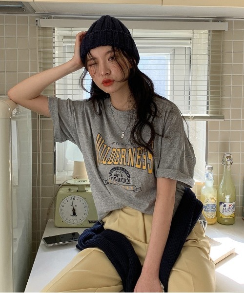 merongshop（メロンショップ）の「MERONGSHOP プリントオーバーフィットT（Tシャツ/カットソー・レディース・ホワイト/ブラック/グレー・FREE）」の5枚目の写真