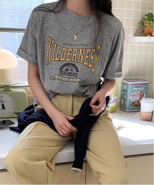 merongshop（メロンショップ）の「MERONGSHOP プリントオーバーフィットT（Tシャツ/カットソー・レディース・ホワイト/ブラック/グレー・FREE）」の10枚目の写真