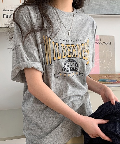 merongshop（メロンショップ）の「MERONGSHOP プリントオーバーフィットT（Tシャツ/カットソー・レディース・ホワイト/ブラック/グレー・FREE）」の14枚目の写真