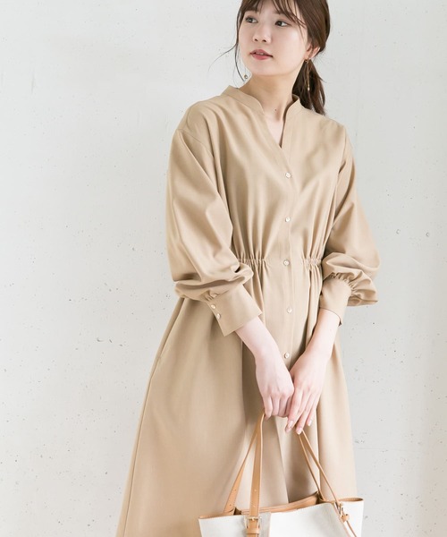 極美品　アーバンリサーチロッソ　ウォッシャブルシャツワンピース　モカ　ベージュ 極美品 アーバンリサーチロッソ ウォッシャブルシャツワンピース