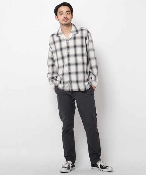 THE SHOP TK (ザ ショップ ティーケー )の「◆オンブレチェック開襟シャツ(シャツ/ブラウス・メンズ・ブラック系1/ベージュ系1/ブルー系1・02/03/04)」の5枚目の写真
