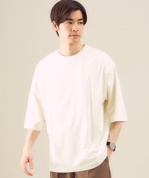 green label relaxing（グリーンレーベルリラクシング）の「OLT SC ヘンプ コットン クルーネック 5分袖 カットソー（Tシャツ/カットソー・メンズ・イエロー/ライトブルー/ケリー/ダークブラウン/ホワイト・MEDIUM/LARGE/SMALL/X-LARGE）」の2枚目の写真