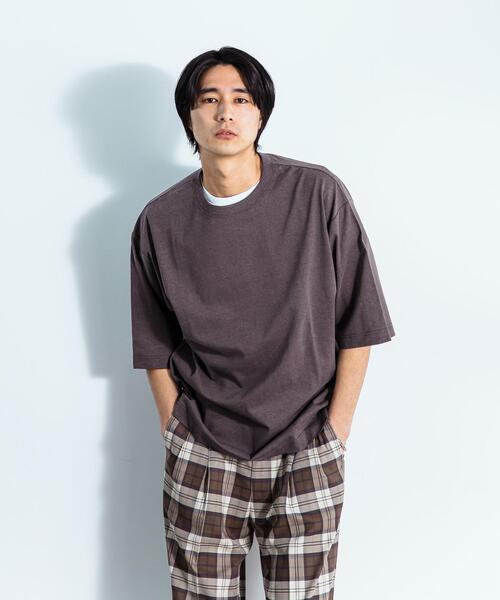 green label relaxing（グリーンレーベルリラクシング）の「OLT SC ヘンプ コットン クルーネック 5分袖 カットソー（Tシャツ/カットソー・メンズ・イエロー/ライトブルー/ケリー/ダークブラウン/ホワイト・MEDIUM/LARGE/SMALL/X-LARGE）」の14枚目の写真