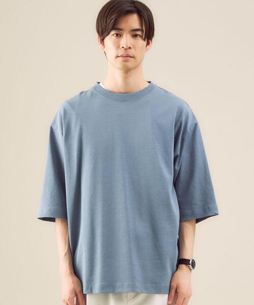 green label relaxing（グリーンレーベルリラクシング）の「OLT SC ヘンプ コットン クルーネック 5分袖 カットソー（Tシャツ/カットソー・メンズ・イエロー/ライトブルー/ケリー/ダークブラウン/ホワイト・MEDIUM/LARGE/SMALL/X-LARGE）」の7枚目の写真