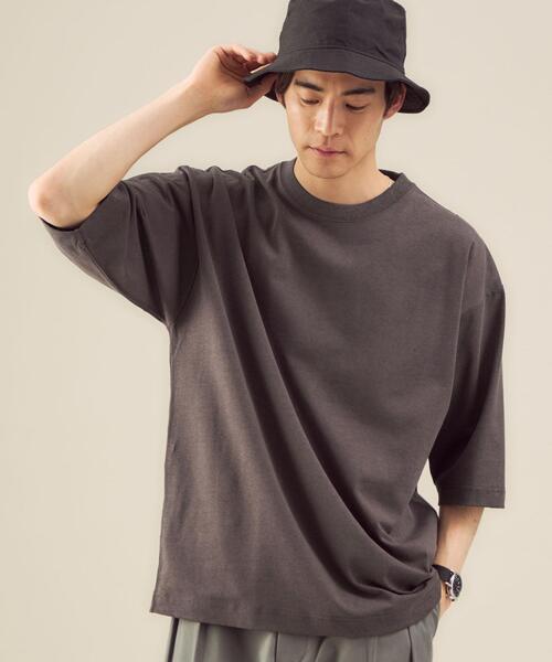 green label relaxing（グリーンレーベルリラクシング）の「OLT SC ヘンプ コットン クルーネック 5分袖 カットソー（Tシャツ/カットソー・メンズ・イエロー/ライトブルー/ケリー/ダークブラウン/ホワイト・MEDIUM/LARGE/SMALL/X-LARGE）」の12枚目の写真