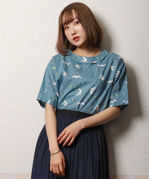 FUNALIVE(ファンアライブ)の「【north object de petit…】カモメ柄プルオーバー(Tシャツ/カットソー・レディース・イエロー/ネイビー/ライトブルー・M)」の1枚目の写真