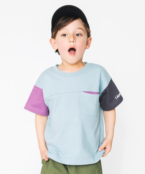 BRANSHES(ブランシェス)の「クレイジー配色半袖Tシャツ(Tシャツ/カットソー・キッズ・アイボリー/ブルーグレー・110cm/140cm/150cm/100cm/130cm/120cm/90cm)」の2枚目の写真