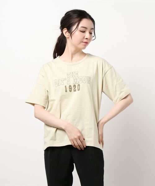 Samansa Mos2 blue(サマンサモスモスブルー)の「ロゴTee(Tシャツ/カットソー・レディース・イエロー/チャコール/オフホワイト・フリ-)」の3枚目の写真