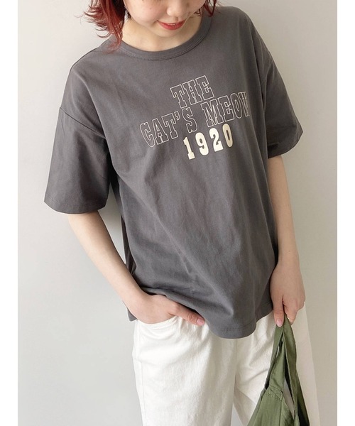 Samansa Mos2 blue(サマンサモスモスブルー)の「ロゴTee(Tシャツ/カットソー・レディース・イエロー/チャコール/オフホワイト・フリ-)」の1枚目の写真