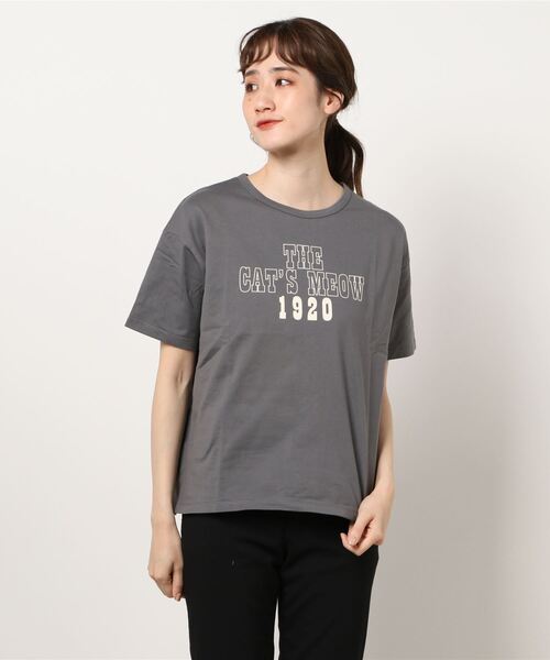 Samansa Mos2 blue(サマンサモスモスブルー)の「ロゴTee(Tシャツ/カットソー・レディース・イエロー/チャコール/オフホワイト・フリ-)」の6枚目の写真