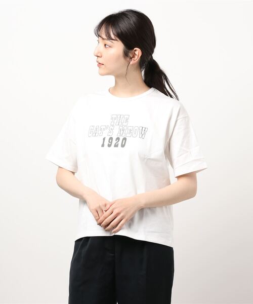 Samansa Mos2 blue(サマンサモスモスブルー)の「ロゴTee(Tシャツ/カットソー・レディース・イエロー/チャコール/オフホワイト・フリ-)」の7枚目の写真