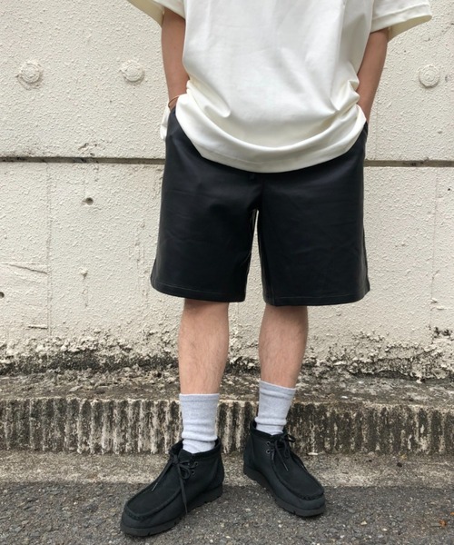 CIAOPANIC（チャオパニック）の「フェイクレザーショートパンツ（その他パンツ・メンズ・オリーブ/オフホワイト/ブラック・MEDIUM/LARGE）」の10枚目の写真
