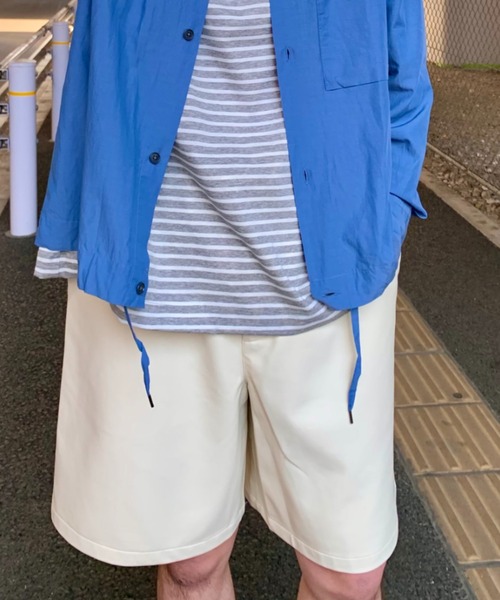 CIAOPANIC（チャオパニック）の「フェイクレザーショートパンツ（その他パンツ・メンズ・オリーブ/オフホワイト/ブラック・MEDIUM/LARGE）」の15枚目の写真